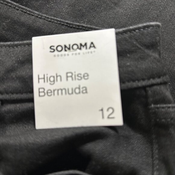 Sonoma Womens High Rise Black Denim Bermuda Shorts Size 12 Cotton Blend - Picture 3 of 9